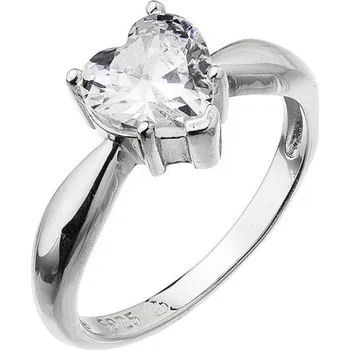 Prsten Stříbrný prsten se zirkonem srdce 15015.1 60