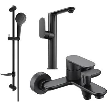 Vodovodní baterie Mexen Milo DF05 vanová sada, černá - 713153DF05-70 Bateriové soupravy