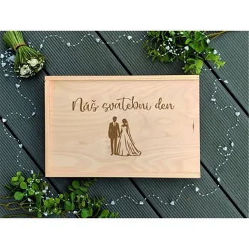 Dárková krabička Dřevěná krabička na svatební fotografie velká 4 - D-decor
