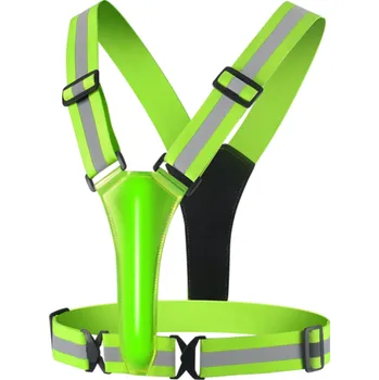 LED reflexní běžecká vesta USB dobíjecí elastická vesta pro děti i dospělé Unisex noční cyklistická bezpečnostní vesta 64–105 cm zelená