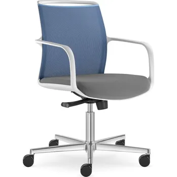 Pracovní židle Leaf 506,F37-N6 (5-ramenný kříž ALU leštěný, bílý rám, opěrák síťovina, kolečka)