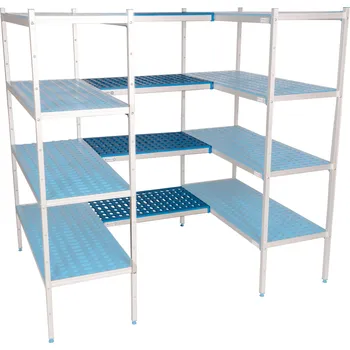 regál Hliníkový-polypropylenový spojovací regál, 4-patrový, 1010x600 mm | ALUSHELF, 4P-106+16UM