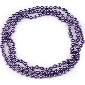 Náhrdelník Perlový náhrdelník dlouhý, retro - 7 (Ø8 mm) fialová