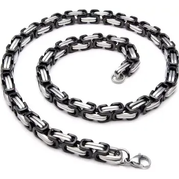 Náhrdelník Řetízek z chirurgické oceli Be Hard Černo-stříbrný 8 mm - Délka 55 cm