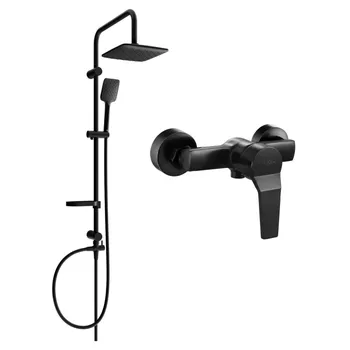 Vodovodní baterie Mexen Sven nástěnná sprchová sada s dešťovou sprchou a sprchovou baterií Caro, černá - 746640262-70 Nástěnné sprchové systémy