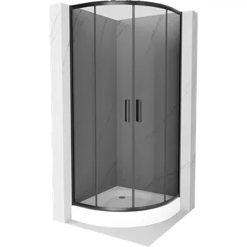 Mexen Rio sprchový kout půlkruhový 70 x 70 cm, grafit, černý + vanička Rio, bílá - 863-070-070-70-40-4710 Sprchové kouty s vaničkou