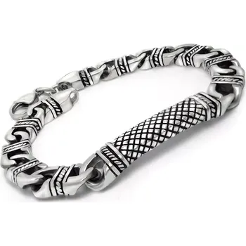 Náramek Pánský ocelový náramek Langston Stříbrný 21.5 cm