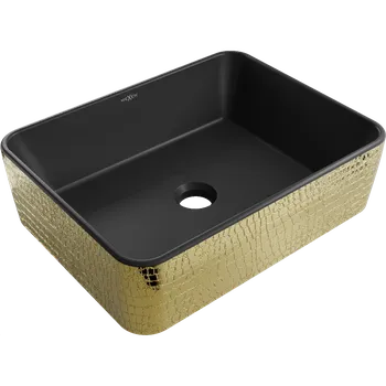 Mexen Catia umyvadlo na desku 48 x 37 cm, černá mat/zlatý vzor šupiny - 21314878 Koupelnové umyvadla