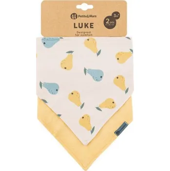 PETITE&MARS Bryndák bandana Luke 2 ks Beige Pears&Intense Ochre 3m+