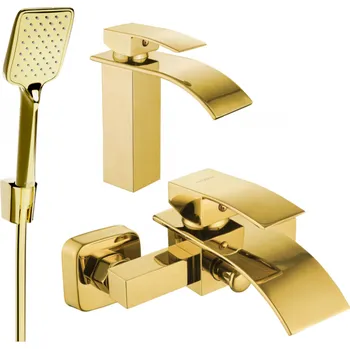 Vodovodní baterie Mexen Aries R62 vanová sada, zlatá - 744803R62-50 Bateriové soupravy