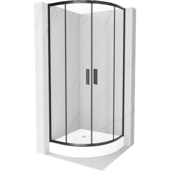 Mexen Rio sprchový kout půlkruhový 90 x 90 cm, transparentní, černá + vanička Rio, bílá - 863-090-090-70-00-4710 Sprchové kouty s vaničkou