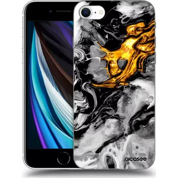Pouzdro na mobilní telefon Picasee silikonový průhledný obal pro Apple iPhone SE 2020 - Black Gold 2