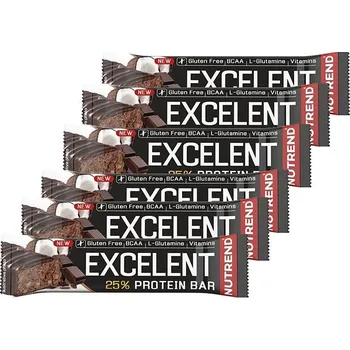 Nutrend EXCELENT protein bar, 6 x 85 g, čokoláda+kokos