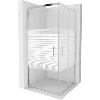 Mexen Rio čtvercová sprchová kabina 90 x 90 cm, bílé pruhy, chrom - 860-090-090-01-20 Sprchové kouty