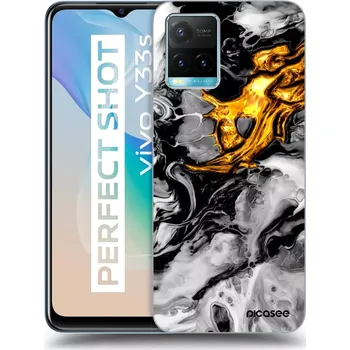 Pouzdro na mobilní telefon Picasee silikonový černý obal pro Vivo Y33s - Black Gold 2