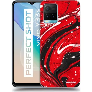Pouzdro na mobilní telefon Picasee silikonový průhledný obal pro Vivo Y33s - Red black