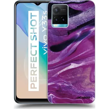 Pouzdro na mobilní telefon Picasee silikonový průhledný obal pro Vivo Y33s - Purple glitter