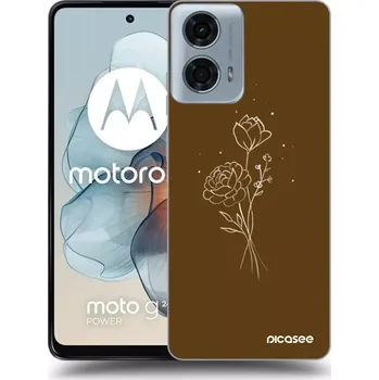 Pouzdro na mobilní telefon Picasee silikonový černý obal pro Motorola Moto G24 - Brown flowers