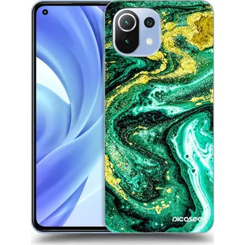 Pouzdro na mobilní telefon Picasee silikonový průhledný obal pro Xiaomi Mi 11 Lite - Green Gold