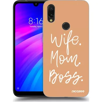 Pouzdro na mobilní telefon Picasee silikonový průhledný obal pro Xiaomi Redmi 7 - Boss Mama