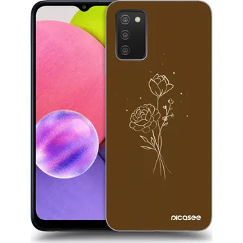 Pouzdro na mobilní telefon Picasee silikonový průhledný obal pro Samsung Galaxy A03s A037G - Brown flowers