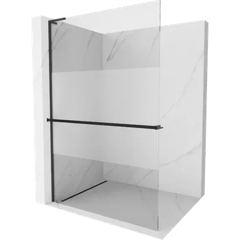 Mexen Kioto+ L sprchová stěna s poličkou Walk-in 100 x 200 cm, průhledná/mléčná, černá - 800-100-123-70-35 Sprchové stěny