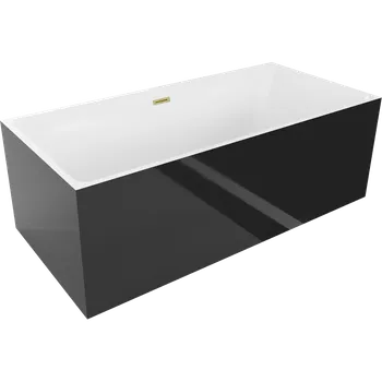 Vana Mexen Nita volně stojící vana 170 x 80 cm, bílá/černá, přepad zlatý kartáčovaný - 52091708075-55 Volně stojící vany