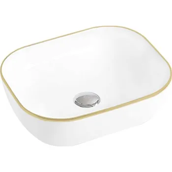 Mexen Mirabel umyvadlo na desku 50 x 40 cm, bílá/zlatá - 22115005 Koupelnové umyvadla
