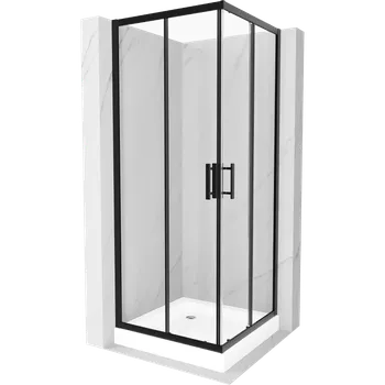 Mexen Rio čtvercová sprchová kabina 80 x 80 cm, transparentní, černá + sprchová vanička Rio, bílá - 860-080-080-70-00-4510 Sprchové kouty s vaničkou