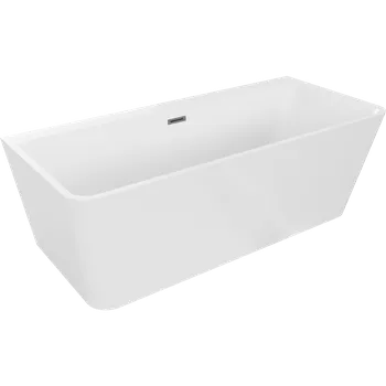 Vana Mexen Volta volně stojící vana přisazená ke stěně 170 x 75 cm, bílá, přepad gun gray kartáčovaný - 51131707500-66 Volně stojící vany