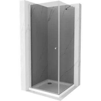 Mexen Pretoria sprchová kabina otevírací 80 x 80 cm, grafitová, chrom + vanička Flat - 852-080-080-01-40-4010 Sprchové kouty s vaničkou