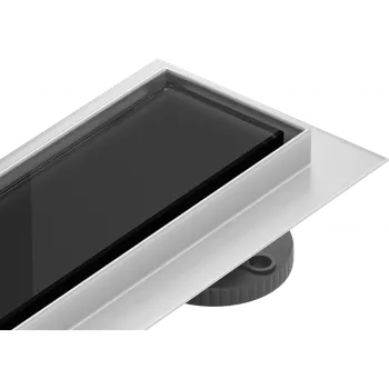 Odvodňovací žlab Mexen Flat MGB liniový odtok 60 cm, černé sklo - 1026060-15 Lineární podlahové odtoky