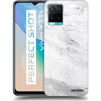 Pouzdro na mobilní telefon Picasee silikonový černý obal pro Vivo Y33s - White marble
