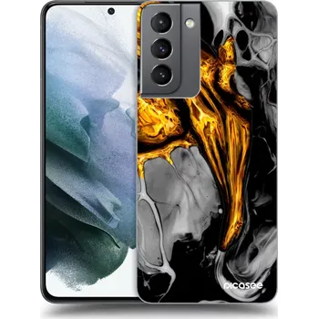 Pouzdro na mobilní telefon Picasee silikonový průhledný obal pro Samsung Galaxy S21 5G G991B - Black Gold