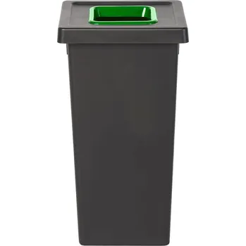 Odpadkový koš Černý plastový odpadkový koš FIT-BIN se zeleným víkem, 75 l