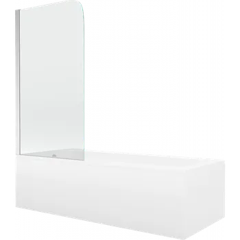 Vana Mexen Vega vana obdélníková 160 x 70 cm s obložením a jednokřídlým paravánem 75 cm, transparentní, chrom - 550116070X9007510100 Vany se zástěnou