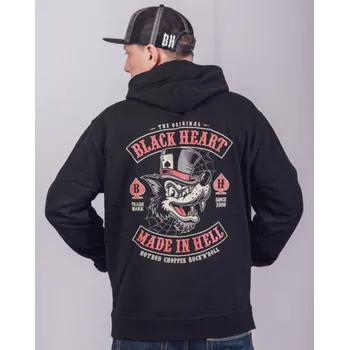 Pánská mikina mikina s kapucí pánské - LONE WOLF - BLACK HEART - 18923 - L