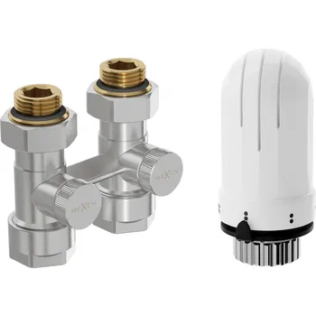 Radiátor Mexen G03 termostatická sestava dvoutrubková DN50, přímá 1/2"x16 mm, nikl - W912-016-938-01 Připojovací sady