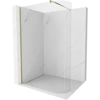 Mexen Kioto-R zaoblená sprchová stěna Walk-in 100 x 200 cm, transparentní 8 mm, zlatá - 800-100-101-50-06 Sprchové stěny