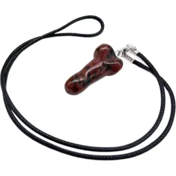 Přívěsek Obsidian červený Penis amulet pro plodnost, přívěsek přírodní kámen ručně broušený 3 cm, kámen záchrany