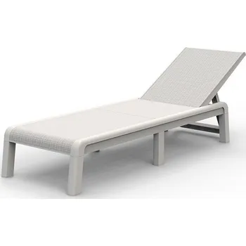 Zahradní lehátko Opalovací lehátko s polohovací opěrkou bílé na zahradu / terasu / k bazénu