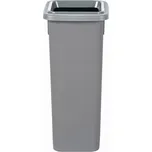 Šedý plastový odpadkový koš FIT-BIN s šedým víkem, 20 l