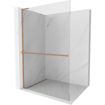 Mexen Kioto+ L sprchová zástěna s poličkou Walk-in 80 x 200 cm, transparentní, měď kartáčovaná - 800-080-123-65-00 Sprchové stěny