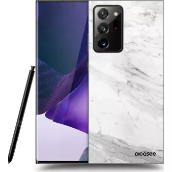 Pouzdro na mobilní telefon Picasee silikonový černý obal pro Samsung Galaxy Note 20 Ultra - White marble