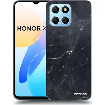 Pouzdro na mobilní telefon Picasee silikonový černý obal pro Honor X8 5G - Black marble