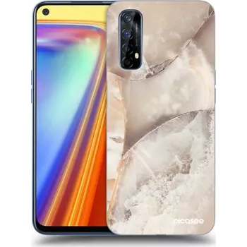 Pouzdro na mobilní telefon Picasee silikonový průhledný obal pro Realme 7 - Cream marble