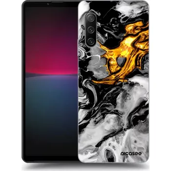 Pouzdro na mobilní telefon Picasee silikonový průhledný obal pro Sony Xperia 10 IV 5G - Black Gold 2