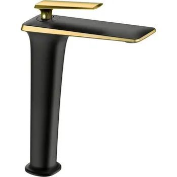 Vodovodní baterie Mexen Purus vysoká umyvadlová baterie, černá/zlatá - 745810-75 Umyvadlové baterie