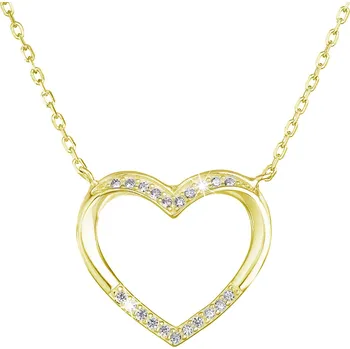 Náhrdelník EVOLUTION GROUP CZ Pozlacený náhrdelník srdce se zirkony - 12010.1