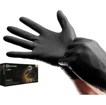 Pracovní rukavice Rukavice jednorázové, nitrilové Mercator goGRIP BLACK – černé (bal - 50 ks); vel. XL